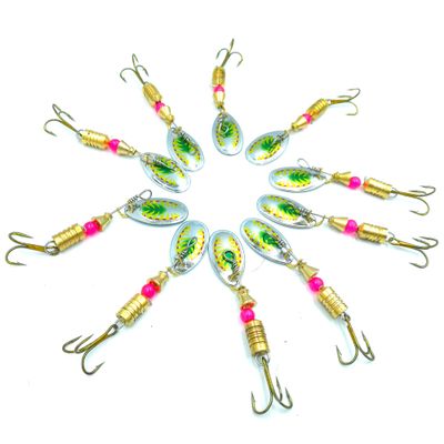LENPABY 10pcs Spoons Fishing Kit/Trout Spinner Kit/5.7CM Spinnerbaits3.8G Spoon Bait for Perch
