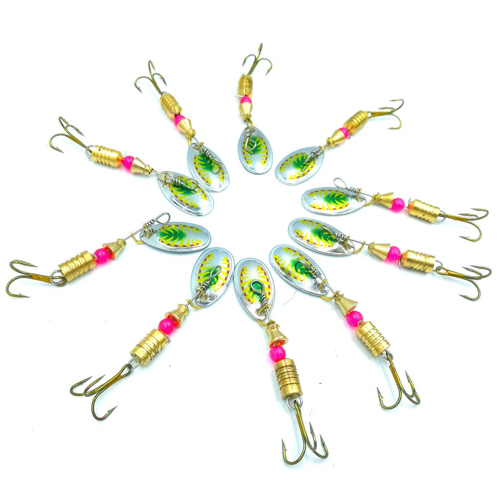 LENPABY 10pcs Spoons Fishing Kit/Trout Spinner Kit/5.7CM Spinnerbaits3.8G Spoon Bait for Perch
