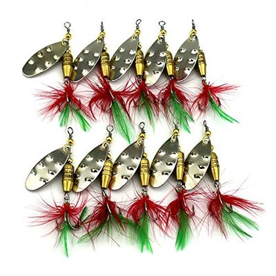 LENPABY 10pcs Spoons Fishing Kit/Trout Spinner Kit/6.4CM Spinnerbaits6.8G