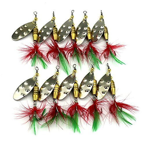 LENPABY 10pcs Spoons Fishing Kit/Trout Spinner Kit/6.4CM Spinnerbaits6.8G