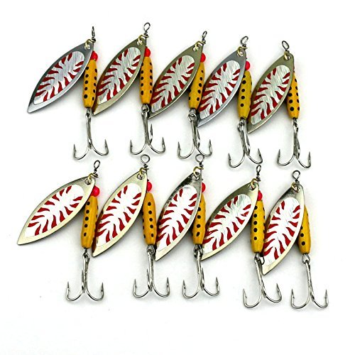 LENPABY 10pcs Spoons Fishing Kit/Trout Spinner Kit/7CM Spinnerbaits9.9G