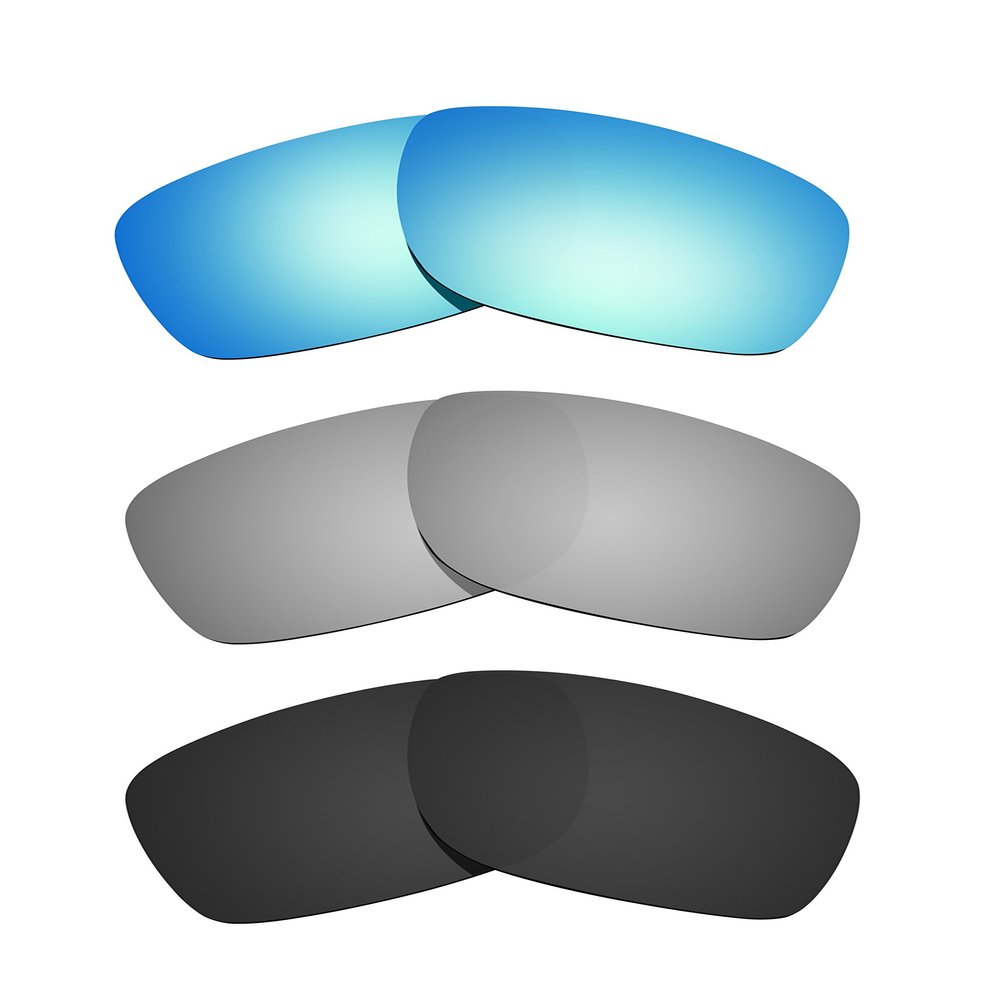Littlebird4 1.5mm Polarized Replacement Lenses for Oakley Canteen 2014 OO9225 Sunglasses - MultiOptions (Black+Silver+Ice Blue)