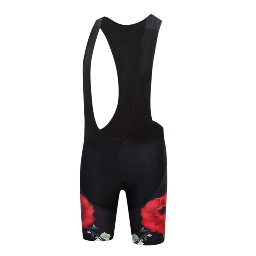 Cycling Bib Shorts Women Bike Bicycle Bib Short with 3D Gel Pad Flower L