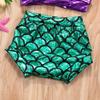 2Pcs Newborn Infant Toddler Baby Girls Mermaid Swimsuits Tankini Bikini Beachwear Swimwear Bathing Suit Set (70/0-6M, Purple+Green) view 3