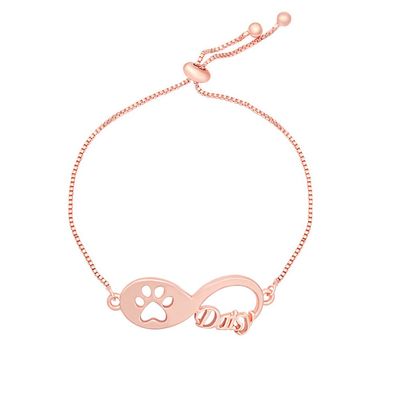 MANZHEN Adjustable Infinity Symbol Paw Print Custom Name Bracelet (Rose Gold)