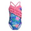 FEESHOW Toddler Girls One Piece Polka Dot Swimsuit Swimwear Bathing Suit Blue Floral 5-6 view 1
