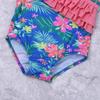 FEESHOW Toddler Girls One Piece Polka Dot Swimsuit Swimwear Bathing Suit Blue Floral 5-6 view 4