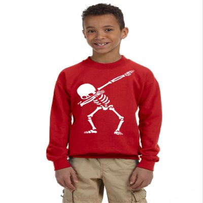 ALLNTRENDS Kids Youth Sweatshirt Dabbing Skeleton Cool Hip Hop Dab Skull Gift (S, Red)