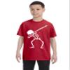 ALLNTRENDS Kids Youth T Shirt Dabbing Skeleton Cool Hip Hop Dab Skull Shirt Gift (L, Red) view 1
