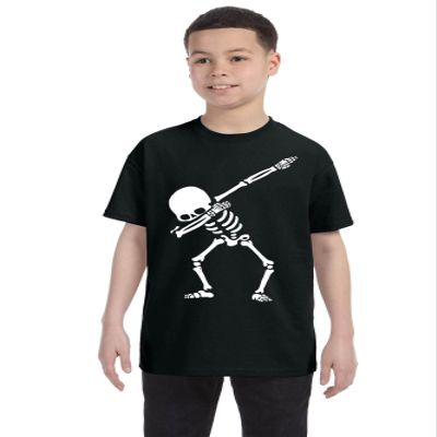 ALLNTRENDS Kids Youth T Shirt Dabbing Skeleton Cool Hip Hop Dab Skull Shirt Gift (S, Black)