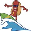 Cool Hotdog Surfing Cartoon Vinyl Sticker view 1