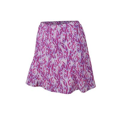 Monterey Club Women's Paradise Feather Print Knit Skort #2928 (Pastel Lilac/Very Berry, Small)