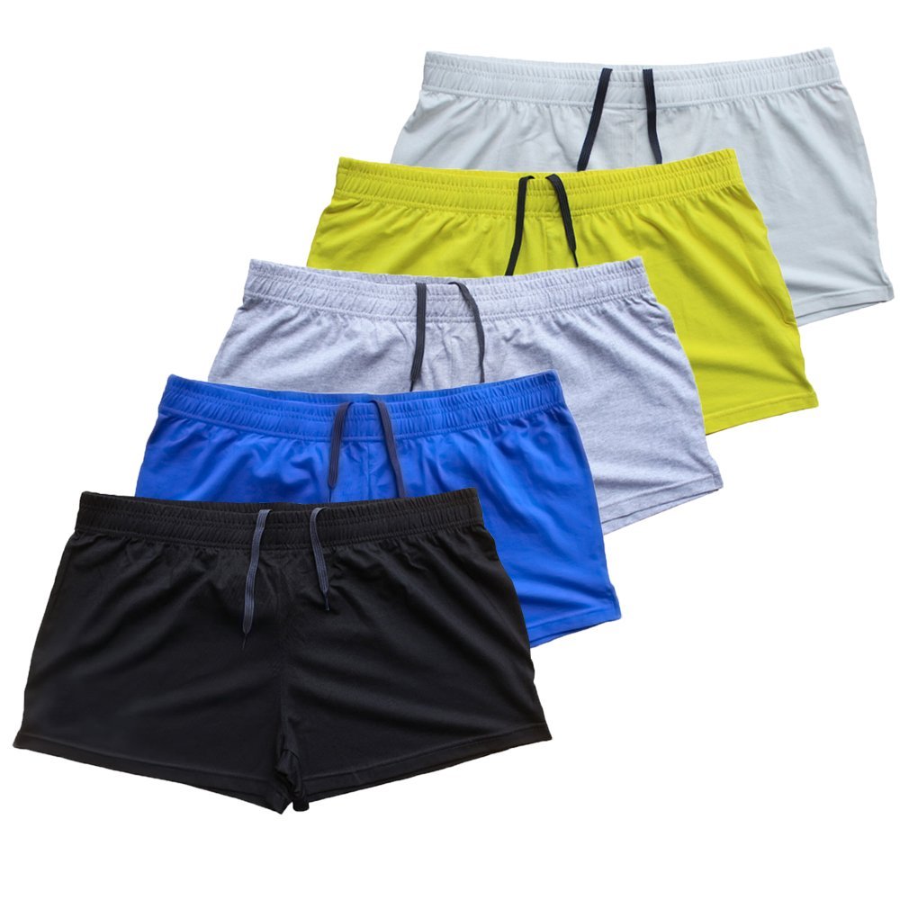 Muscle Alive Mens Bodybuilding Shorts 3" Inseam Cotton 5 Pcs Per Pack Size M