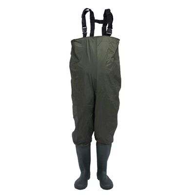 UNISTRENGH Cleated Fishing Hunting Waders for Men with Boots 2-Ply Nylon/PVC Waterproof Bootfoot Chest Wader (Army Green, #5.5)