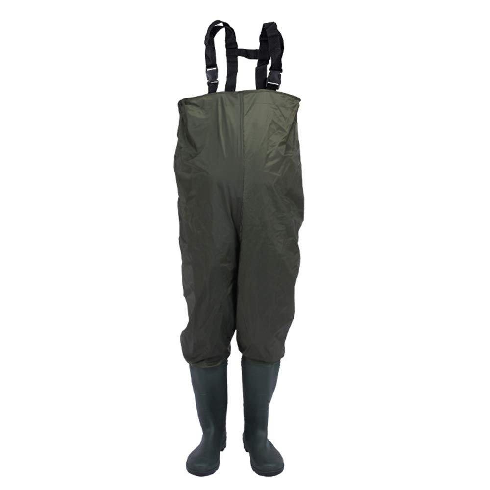 UNISTRENGH Cleated Fishing Hunting Waders for Men with Boots 2-Ply Nylon/PVC Waterproof Bootfoot Chest Wader (Army Green, #5.5)