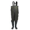 UNISTRENGH Cleated Fishing Hunting Waders for Men with Boots 2-Ply Nylon/PVC Waterproof Bootfoot Chest Wader (Army Green, #5.5) view 1