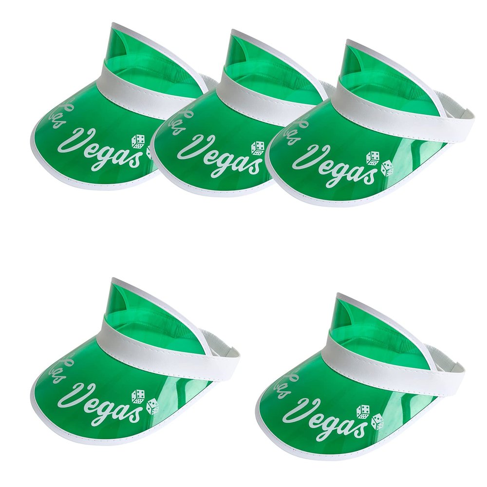 Yuanhe Green Poker Casino Visor - 5 Pack Las Vegas Dealer Costume Hat