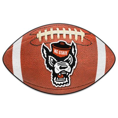 FANMATS 23980 NC State Wolfpack Football Rug - 20.5in. x 32.5in. | Sports Fan Home Decor Rug and Tailgating Mat - Wolf Head Primary Logo