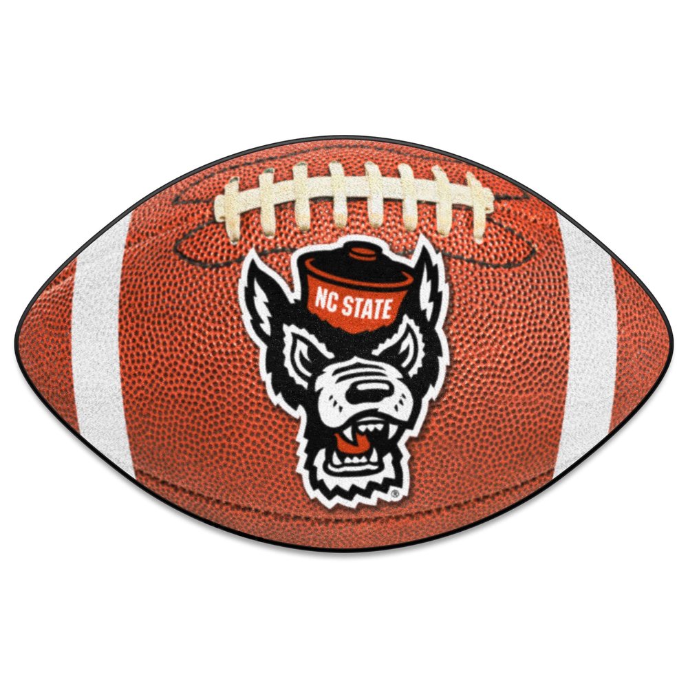 FANMATS 23980 NC State Wolfpack Football Rug - 20.5in. x 32.5in. | Sports Fan Home Decor Rug and Tailgating Mat - Wolf Head Primary Logo