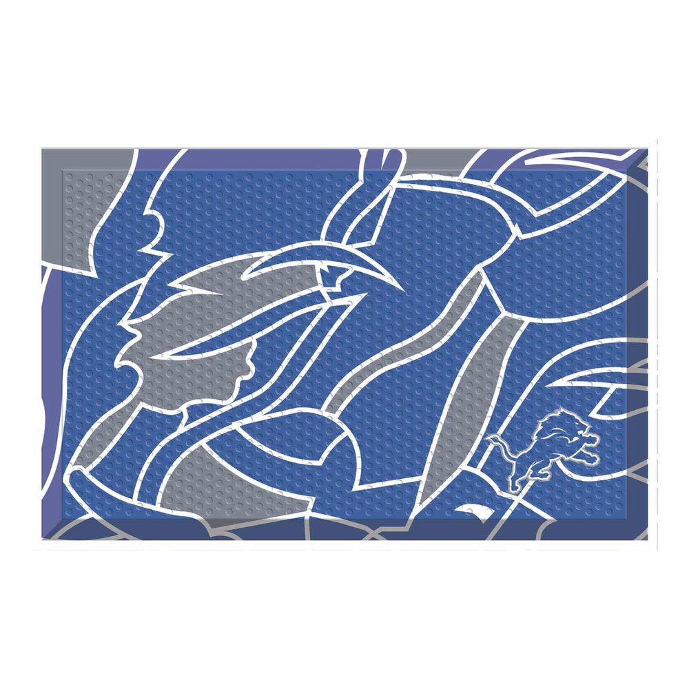 FANMATS 23264 Detroit Lions Rubber Scraper Door Mat XFIT Design