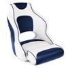 Leader Accessories Two Tone Captains Bucket Seat Boat Seat Premium Sports Flip Up Boat Seat(White/Blue,Blue Piping) view 1