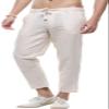 chouyatou Men's Casual Drawstring Straight Fit Beach Linen Capri Pants (Small, Khaki) view 1