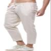 chouyatou Men's Casual Drawstring Straight Fit Beach Linen Capri Pants (Small, Khaki) view 3