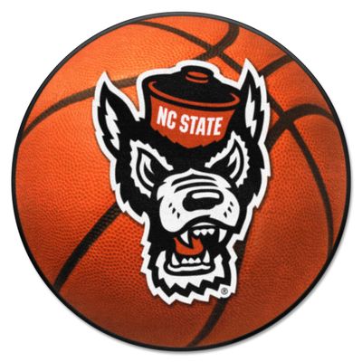 FANMATS 23979 NC State Wolfpack Basketball Shaped Rug - 27in. Diameter, Basketball Design, Sports Fan Accent Rug - Wolf Head Primary Logo