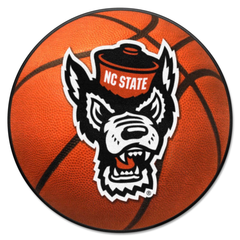 FANMATS 23979 NC State Wolfpack Basketball Shaped Rug - 27in. Diameter, Basketball Design, Sports Fan Accent Rug - Wolf Head Primary Logo