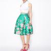 Women's Digital Print High Waisted A-Line Pleated Vintage Midi Skirts Style 10 view 2