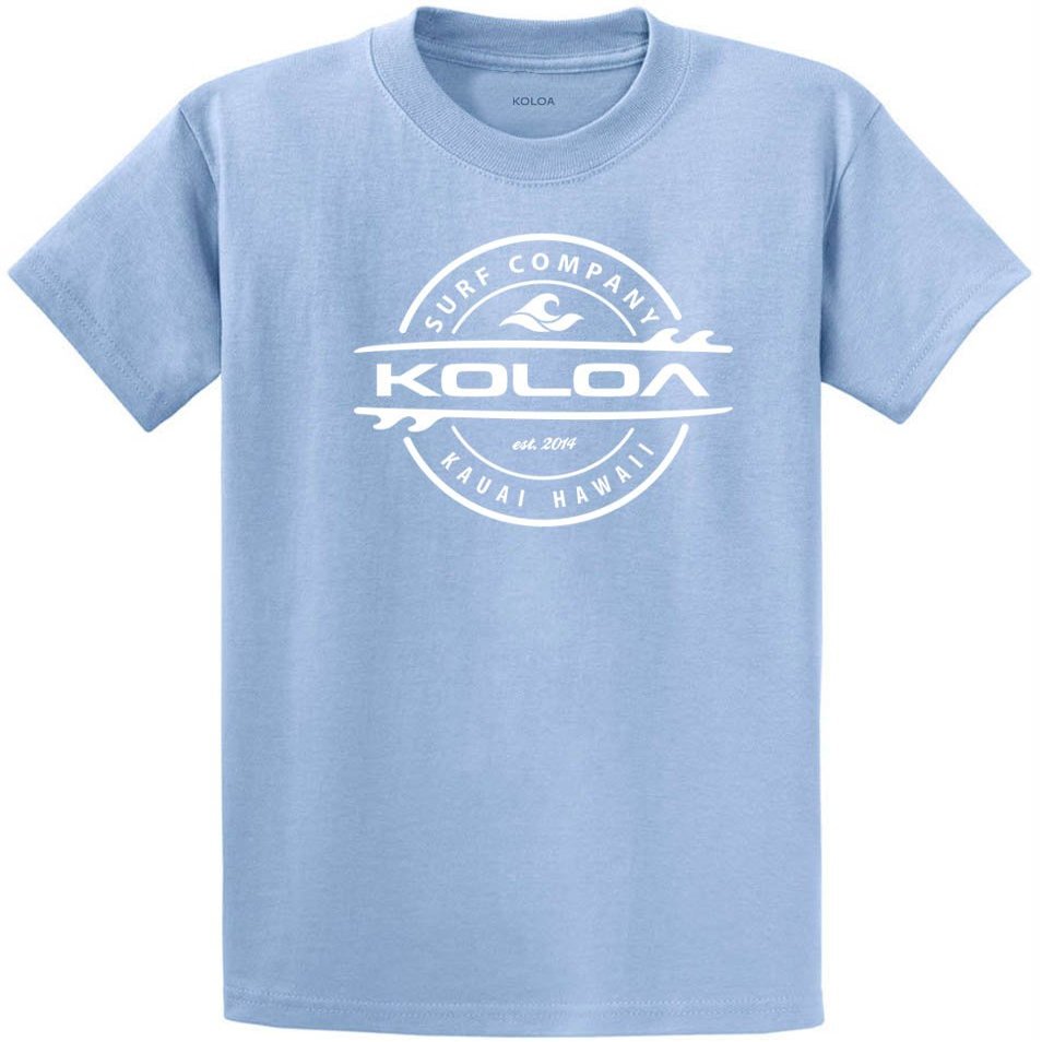 Koloa Surf Company Koloa Surf Youth Thruster Surfboards Logo Heavyweight Tee-M-LightBlue/w