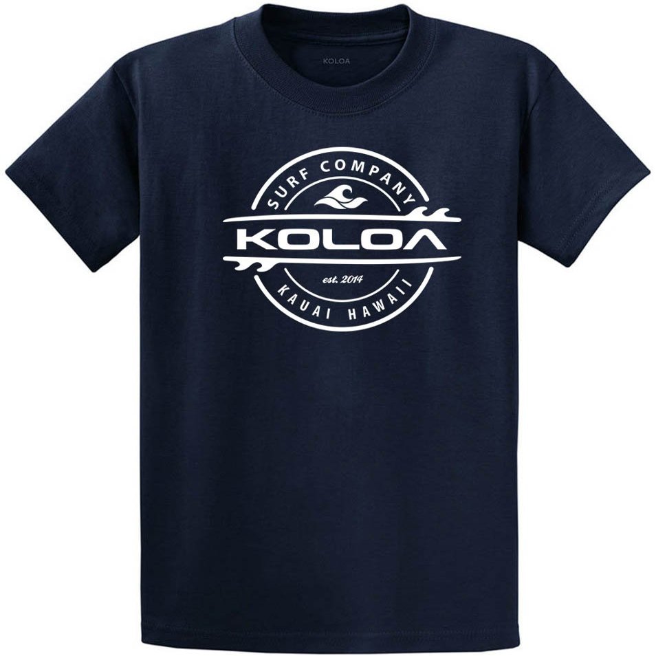 Koloa Surf Youth Thruster Surfboards Logo Heavyweight Tee-XS-Navy/w