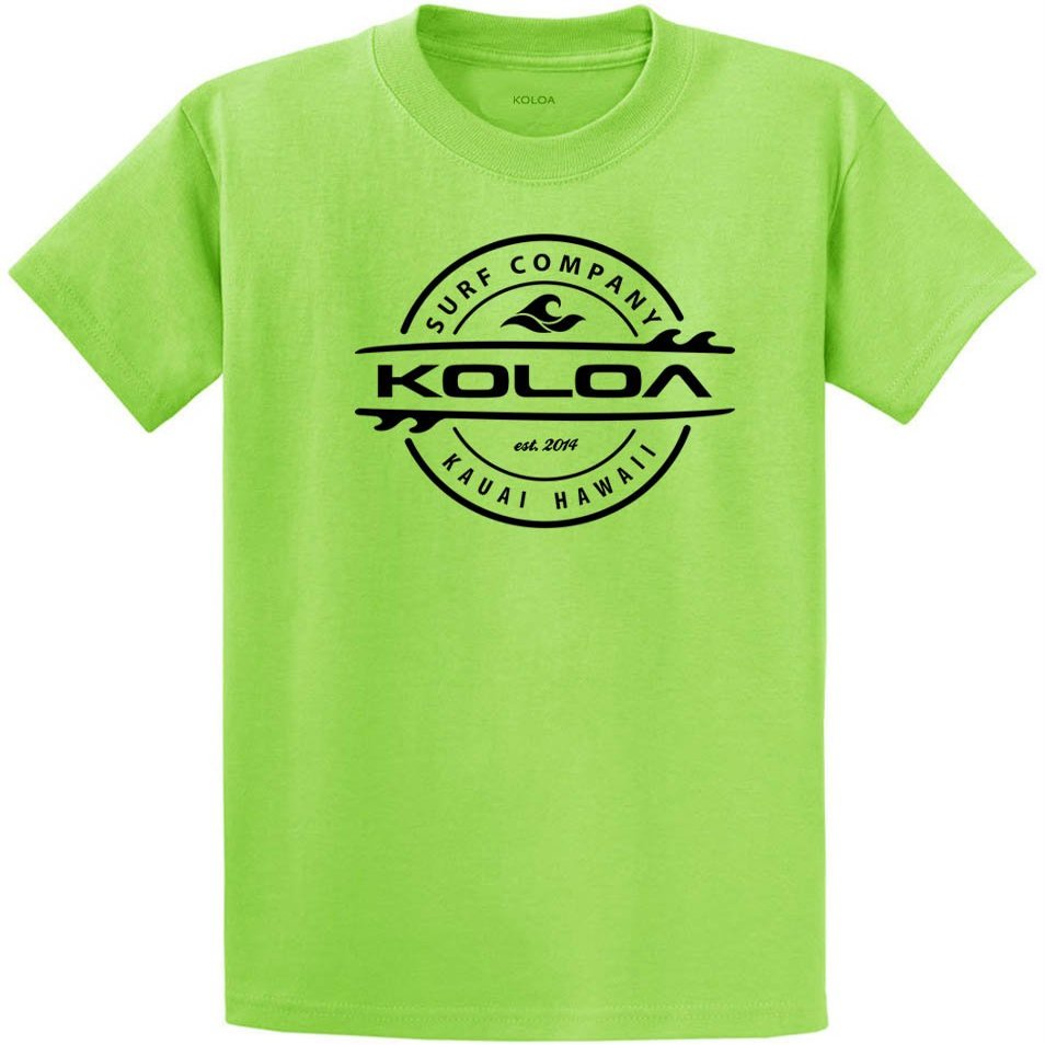 Koloa Surf Youth Thruster Surfboards Logo Heavyweight Tee-S-Lime/b
