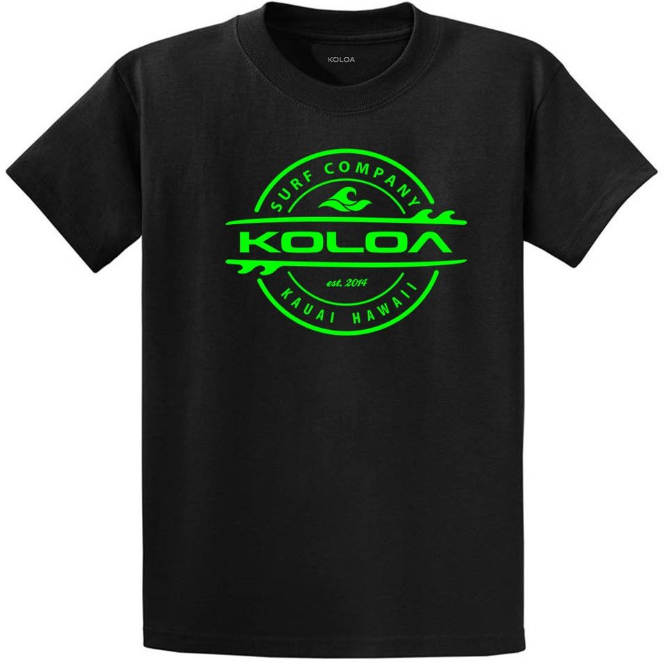 Koloa Surf Company Youth Thruster Surfboards Logo Heavyweight Tee - Medium - Black/Green
