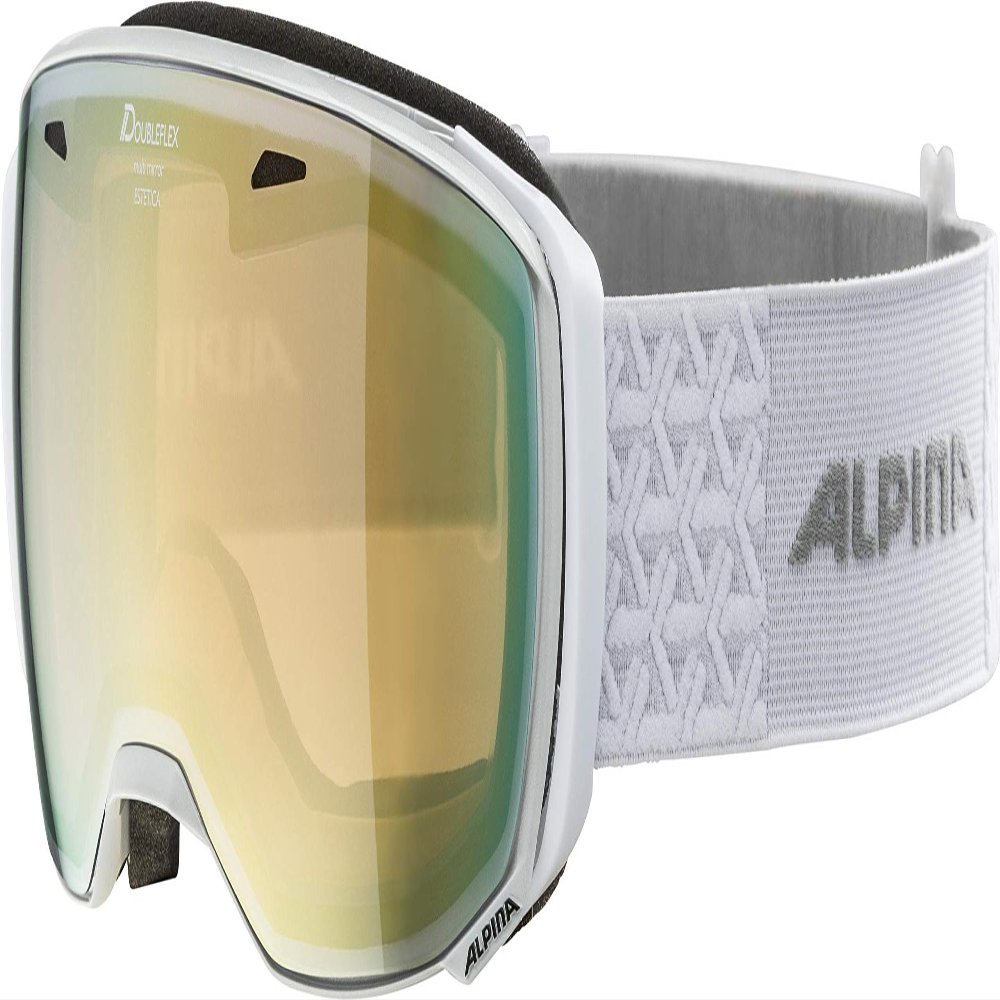ALPINA Mirrored, Constrast-Enhancing & Anti-fog OTG Ski & Snowboard Goggles For Men & Women, ESTETICA Q-LITE, pearl white, one size