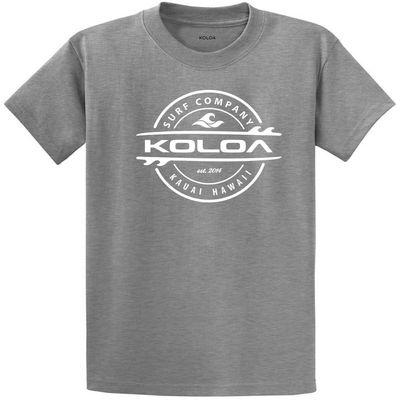 Koloa Surf Company Youth Thruster Surfboards Logo Heavyweight Tee - Large, Ath Heather