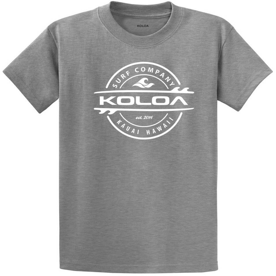 Koloa Surf Company Youth Thruster Surfboards Logo Heavyweight Tee - Large, Ath Heather