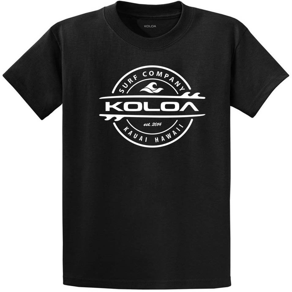 Koloa Surf Company Youth Thruster Surfboards Logo Heavyweight Tee - Large - Black/White
