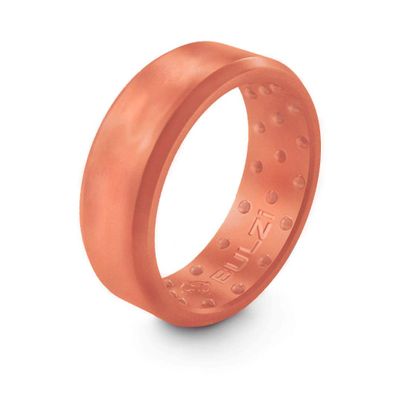 BULZi Wedding Bands, Massaging Comfort Fit Premium Silicone Ring with Airflow, Beveled Edge Design, Mens and Womens Rings, Breathable Flexible Work Safety (Rose Gold Beveled Size 7)
