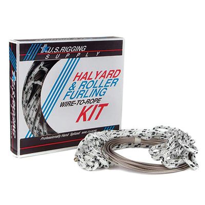US Rigging Supply 3/16" X 50' Stainless Steel Wire-to-Rope Halyard Rope Kit (Black Tracer) Lightweight,Hypoallergenic | for Yacht, Sailboat, Flag Pole