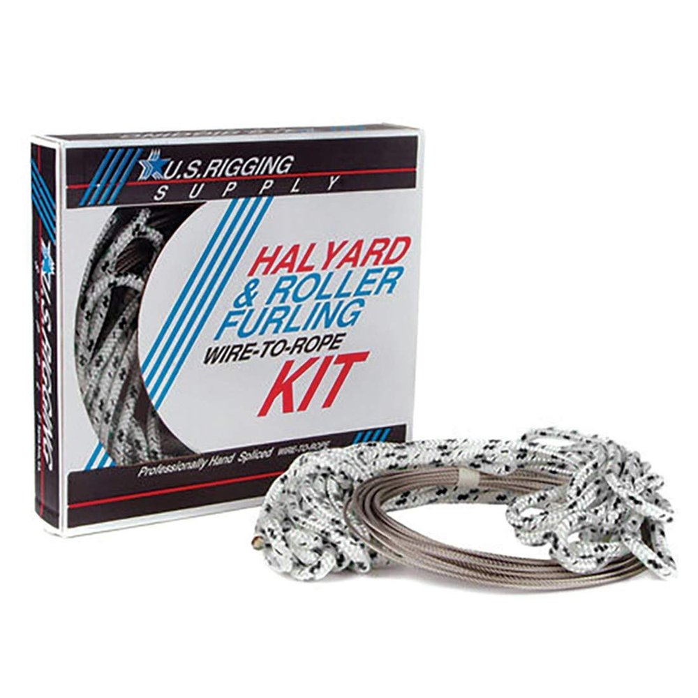 US Rigging Supply 3/16" X 50' Stainless Steel Wire-to-Rope Halyard Rope Kit (Black Tracer) Lightweight,Hypoallergenic | for Yacht, Sailboat, Flag Pole