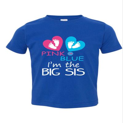 ALLNTRENDS Toddler T Shirt Pink Or Blue I'm The Big Sis Reveal New Born Sister (3T, Royal Blue)
