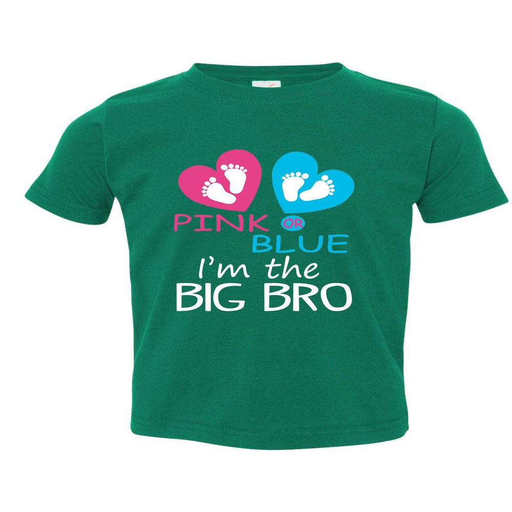 ALLNTRENDS Toddler T Shirt Pink Or Blue I'm The Big Bro Reveal New Born Brother (5/6, Kelly Green)