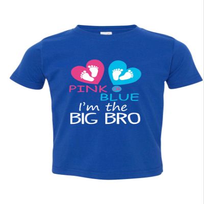 ALLNTRENDS Toddler T Shirt Pink Or Blue I'm The Big Bro Reveal New Born Brother (5/6, Royal Blue)