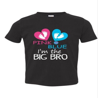 ALLNTRENDS Toddler T Shirt Pink Or Blue I'm The Big Bro Reveal New Born Brother (5/6, Black)