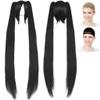 CaseEden Cosplay Wig with Hair Black Rock Shooter Noise Miku Linary Lee Long Black Hair White Merce Wig Net Set of 2 view 1
