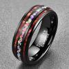 NUNCAD 8mm Crushed Fire Opal and Hawaiian Koa Wood Inlay Tungsten Carbide Wedding Bands for Men Women Fit Size 12 view 2