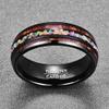 NUNCAD 8mm Crushed Fire Opal and Hawaiian Koa Wood Inlay Tungsten Carbide Wedding Bands for Men Women Fit Size 12 view 3