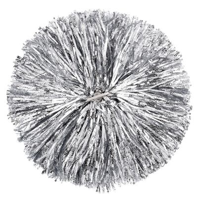 2PCS Cheerleading Poms Dance Ball Party Sports Pompoms Metallic Foil Cheerleader Pom Poms Sports Party Accessories for Football Basketball Cheers (Silver, Medium)