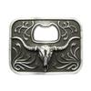 Vintage Style Longhorn Bull Star Bottle Opener Belt Buckle view 1